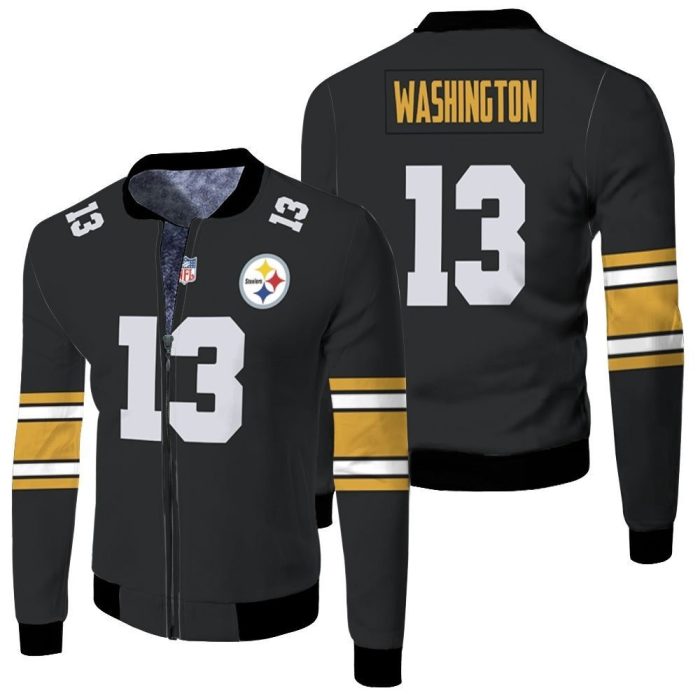Pittsburgh Steelers James Washington Game Black Inspired Style Fleece Bomber Jacket