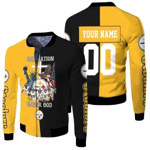Pittsburgh Steelers One Nation Under God Great Players Team 2020 NFL Personalized Fleece Bomber Jacket