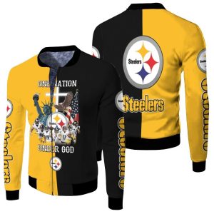 Pittsburgh Steelers One Nation Under God Great Players Team 2020 NFL Season Fleece Bomber Jacket