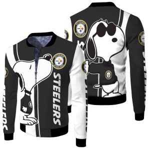 Pittsburgh Steelers Snoopy Lover 3D Printed Fleece Bomber Jacket
