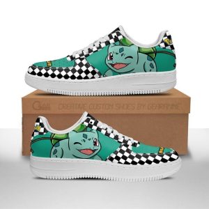 Poke Bulbasaur Air Force Sneakers Checkerboard Custom Pokemon Shoes