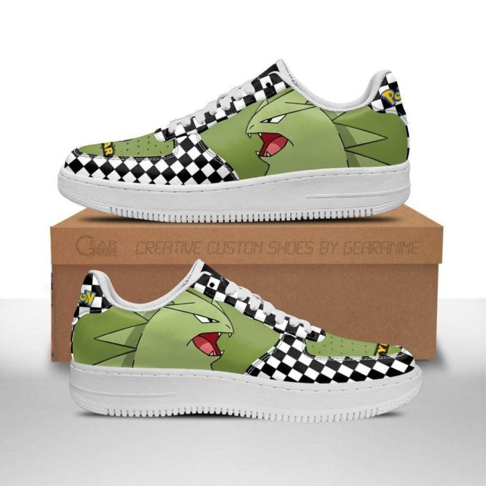Poke Tyranitar Air Force Sneakers Checkerboard Custom Pokemon Shoes