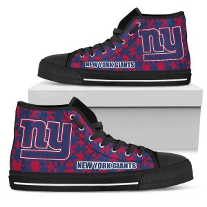 Puzzle Logo With New York Giants NFL Custom Canvas High Top Shoes
