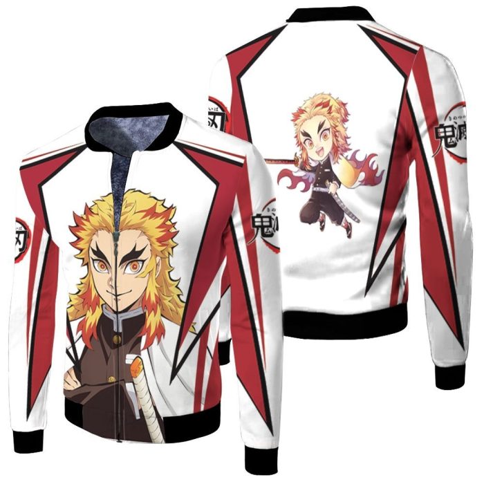 Rengoku Kyojuro Anime Kimetsu No Yaiba Fleece Bomber Jacket