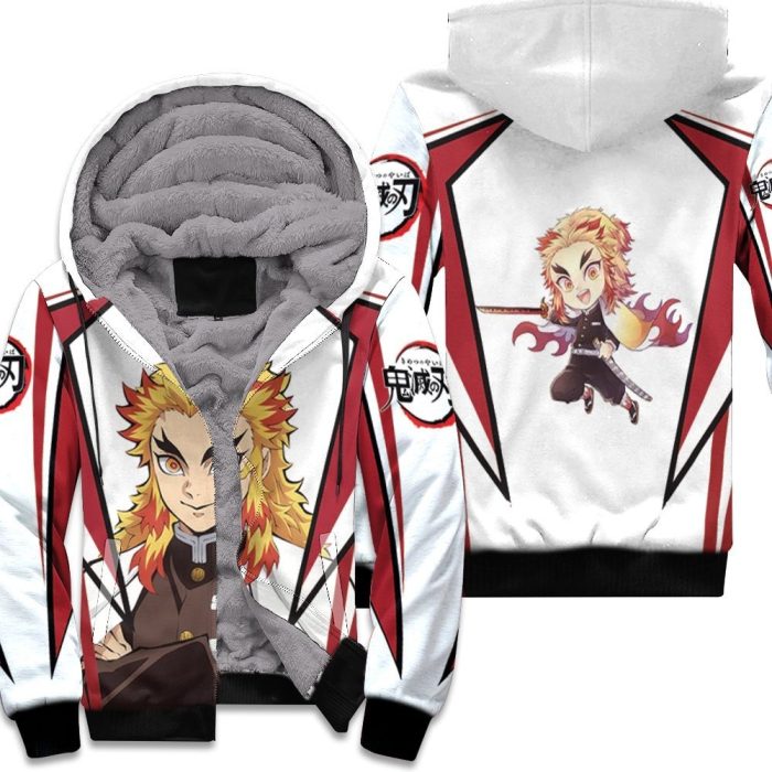 Rengoku Kyojuro Anime Kimetsu No Yaiba Unisex Fleece Hoodie