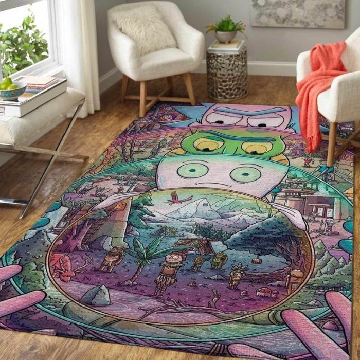 Rick And Morty 3 Area Rug Living Room Rug Home Decor Floor Decor