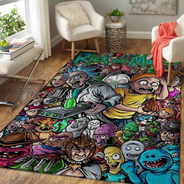 Rick And Morty 5 Area Rug Living Room Rug Home Decor Floor Decor