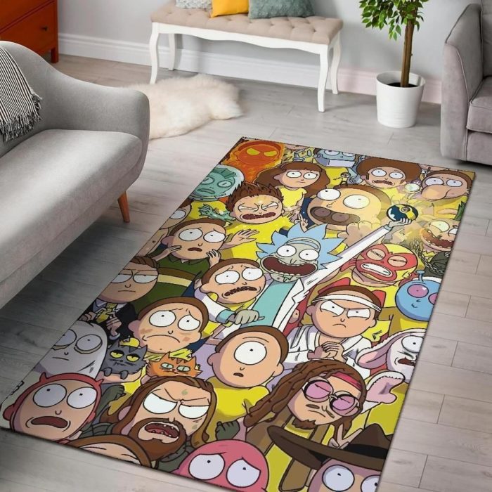 Rick And Morty Living Room Cartoon Floor Carpet Rectangle Rug