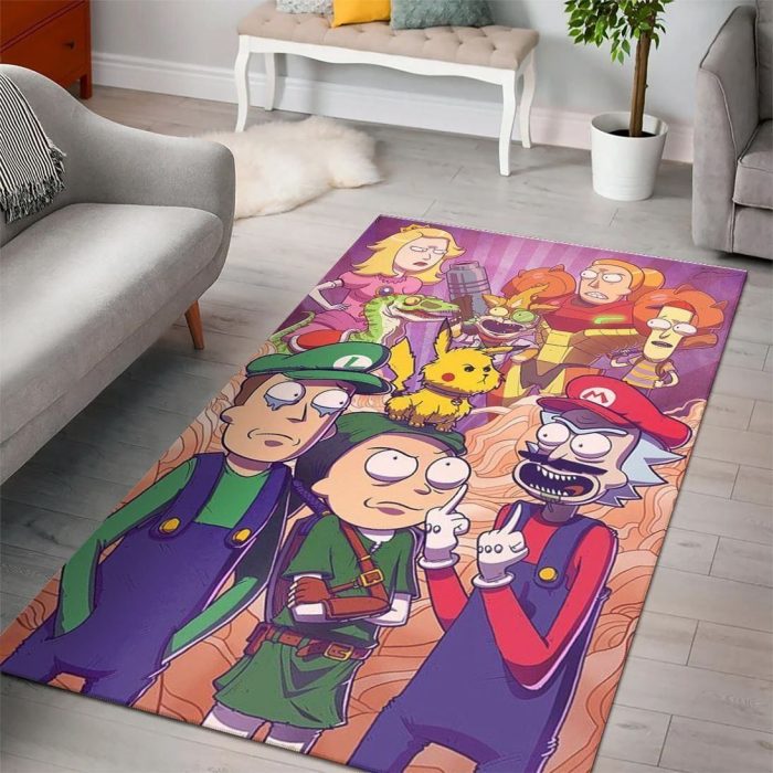 Rick And Morty Living Room Cartoon Floor Carpet Rectangle Rug