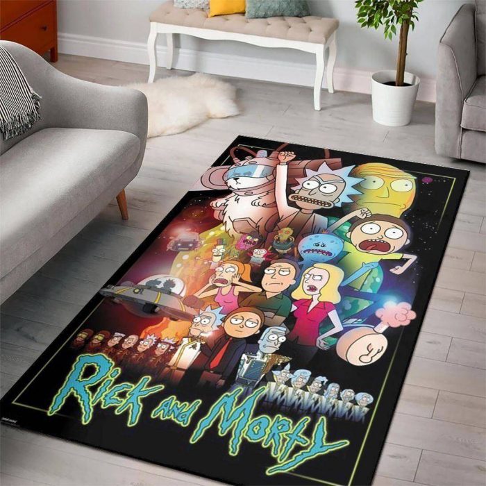 Rick And Morty Living Room Cartoon Floor Carpet Rectangle Rug