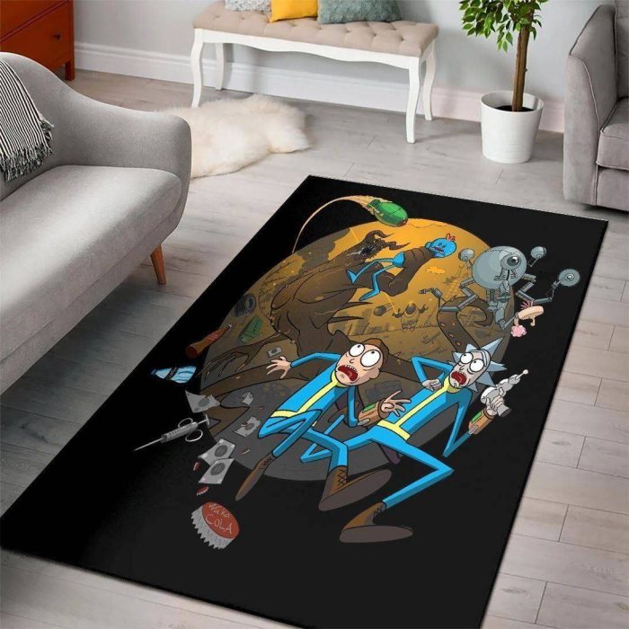 Rick And Morty Living Room Cartoon Floor Carpet Rectangle Rug