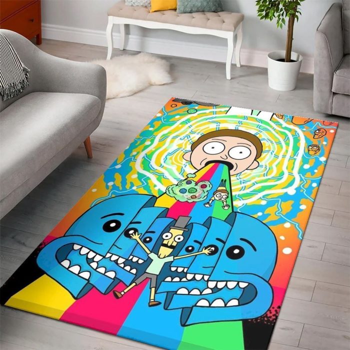 Rick And Morty Living Room Cartoon Floor Carpet Rectangle Rug