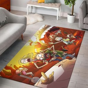 Rick And Morty Living Room Cartoon Floor Carpet Rectangle Rug