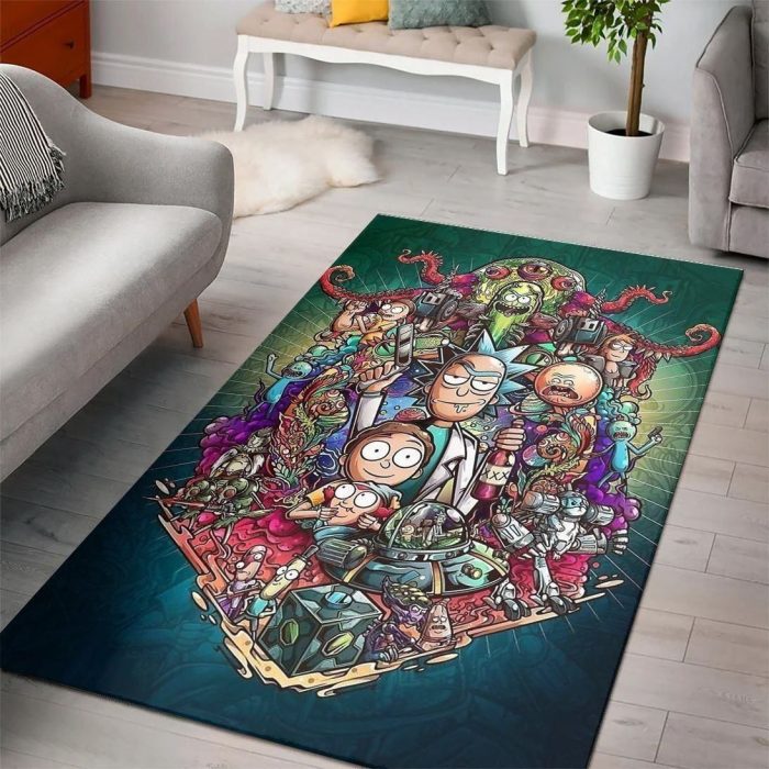 Rick And Morty Living Room Cartoon Floor Carpet Rectangle Rug