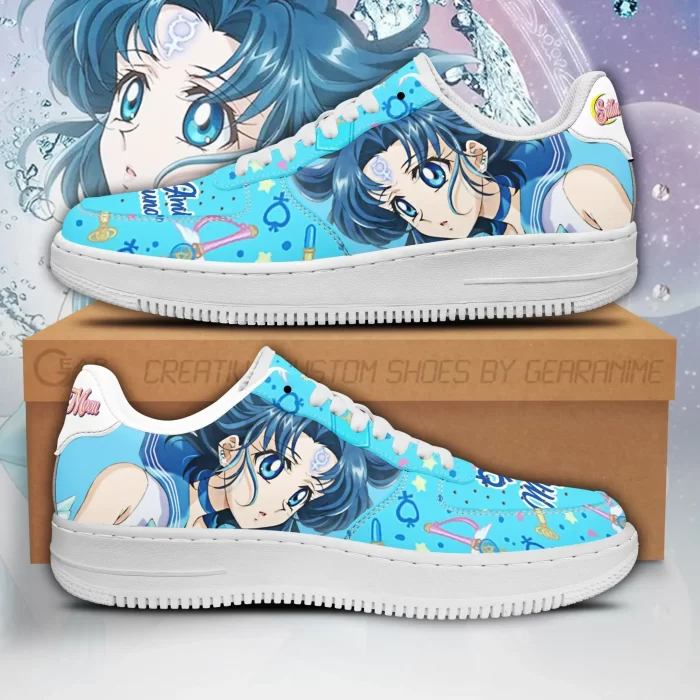 Sailor Mercury Nike Air Force Shoes Unique Sailor Moon Anime Custom Sneakers