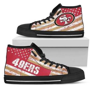 San Francisco 49Ers NFL America Flag Italic Vintage Custom Canvas High Top Shoes