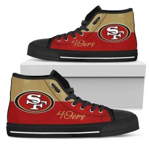 San Francisco 49Ers NFL Divided Colours Stunning Logo Custom Canvas High Top Shoes