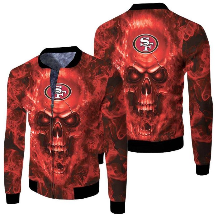 San Francisco 49Ers NFL Fans Skull Fleece Bomber Jacket