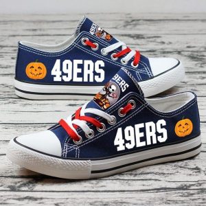 San Francisco 49ers NFL Football Pumpkin Football Christmas Gift For Fans Low Top Custom Canvas Shoes
