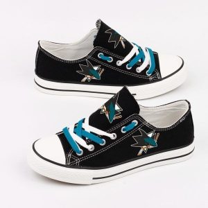 San Jose Sharks NHL Hockey 2 Gift For Fans Low Top Custom Canvas Shoes
