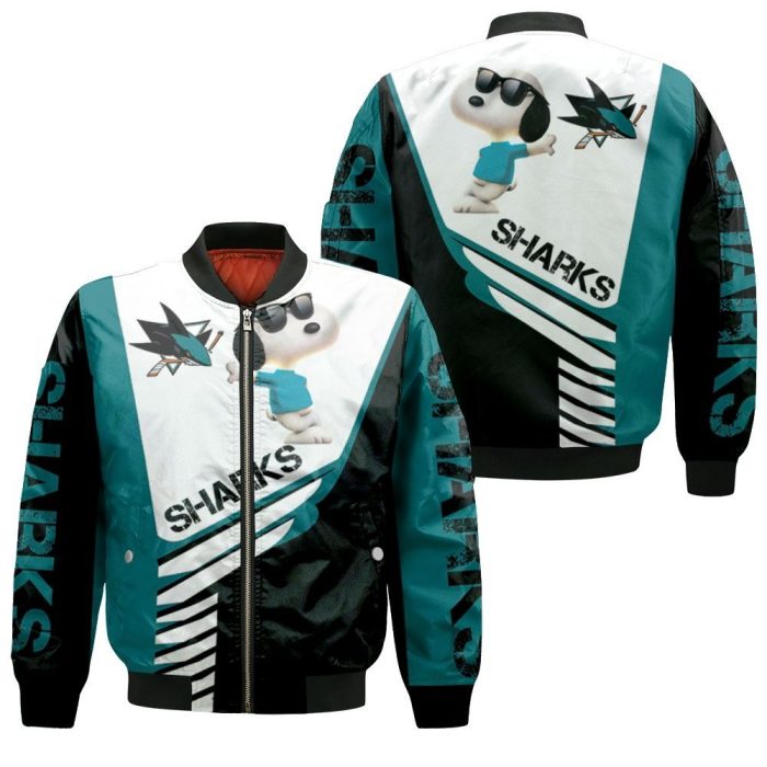 San Jose Sharks Snoopy For Fans 3D Bomber Jacket