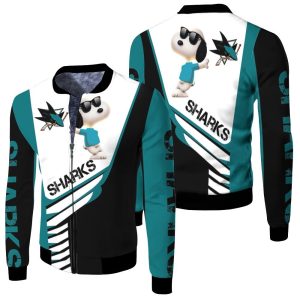 San Jose Sharks Snoopy For Fans 3D Fleece Bomber Jacket