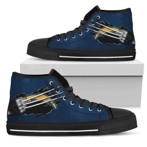 Scratch Of The Wolf Los Angeles Chargers NFL Custom Canvas High Top Shoes