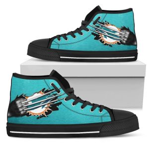 Scratch Of The Wolf Miami Dolphins NFL Custom Canvas High Top Shoes