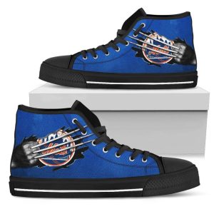 Scratch Of The Wolf New York Mets MLB Custom Canvas High Top Shoes