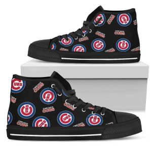 Script Logo Pattern Chicago Cubs MLB Custom Canvas High Top Shoes