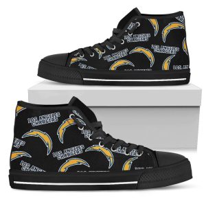 Script Logo Pattern Los Angeles Chargers NFL Custom Canvas High Top Shoes