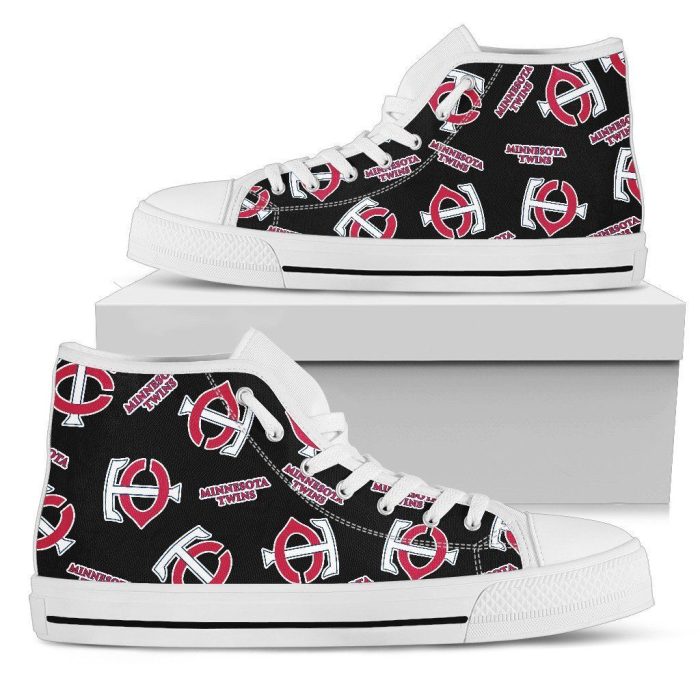 Script Logo Pattern Minnesota Twins MLB 1 Custom Canvas High Top Shoes