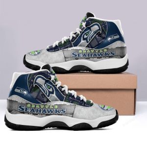 Seattle Seahawks Air Jordan 11 Sneakers - High Top Basketball Shoes For Fan
