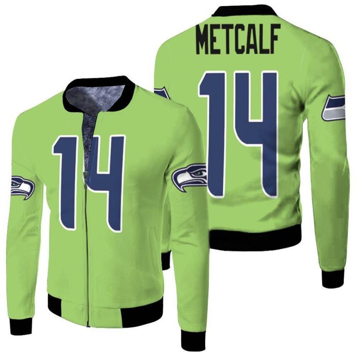 Seattle Seahawks Dk Metcalf Green Color Rush Legend Inspired Style Fleece Bomber Jacket