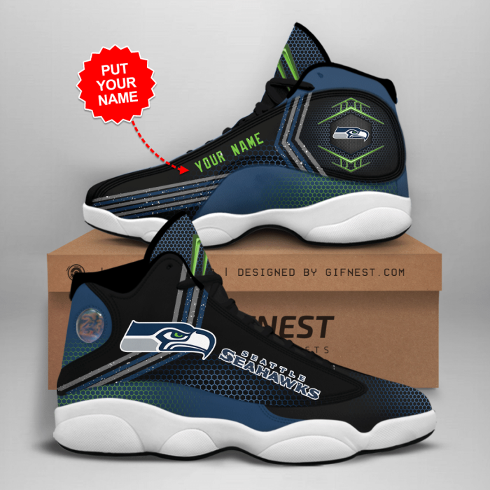 Seattle Seahawks Men'S Jordan 13 Custom Name Personalized Shoes