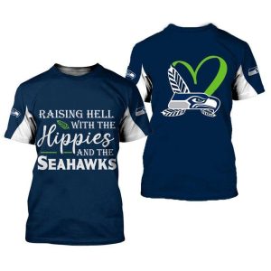 Seattle Seahawks Raising Hell With The Happies And The Seahawks Gift For Fan 3D T Shirt Sweater Zip Hoodie Bomber Jacket