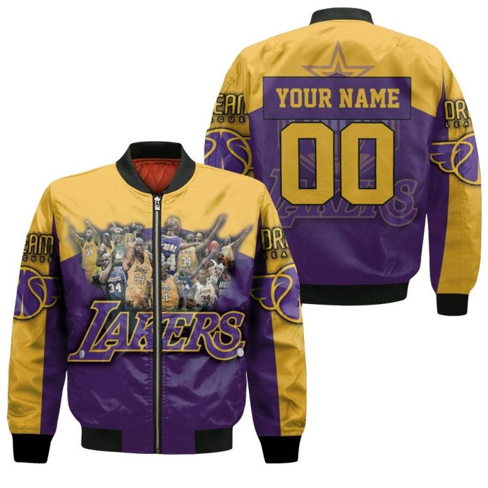 Shaquille Oneal 34 Los Angeles Lakers NBA Western Conference Personalized Bomber Jacket