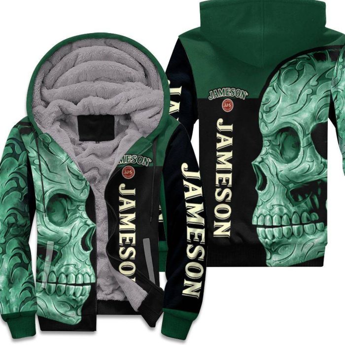 Skull Jameson Irish Whiskey 3D Unisex Fleece Hoodie