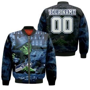 Skull Play Seattle Seahawks Card 3D Personalized Bomber Jacket