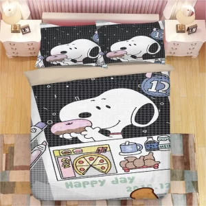 Snoopy #4 Duvet Cover Pillowcase Bedding Set Home Bedroom Decor