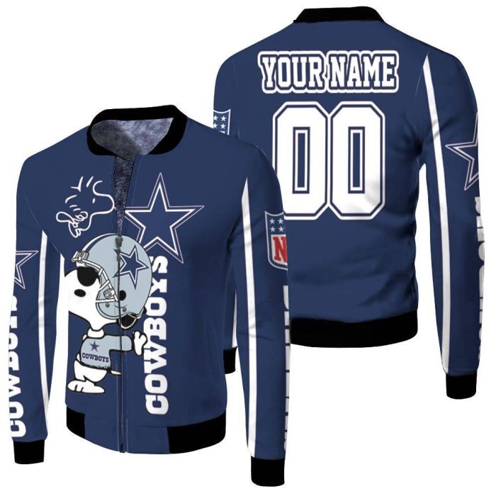 Snoopy Dallas Cowboys NFL Fans 3D Personalized Fleece Bomber Jacket