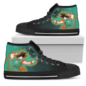 Son Goku Saiyan Power Miami Dolphins NFL Custom Canvas High Top Shoes