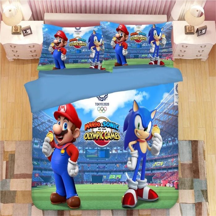 Sonic The Hedgehog Mario #25 Duvet Cover Pillowcase Bedding Set