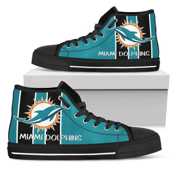 Steaky Trending Fashion Sporty Miami Dolphins NFL Custom Canvas High Top Shoes