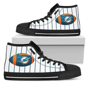 Straight Line With Deep Circle Miami Dolphins NFL Custom Canvas High Top Shoes