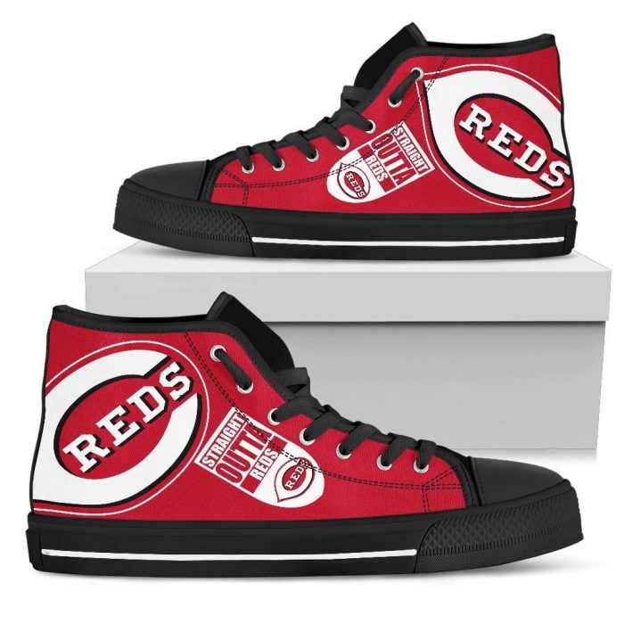 Straight Outta Cincinnati Reds MLB Custom Canvas High Top Shoes