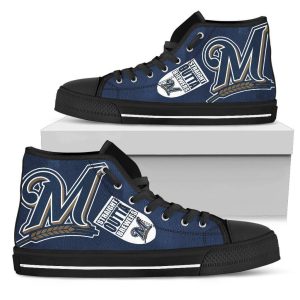 Straight Outta Milwaukee Brewers MLB Custom Canvas High Top Shoes