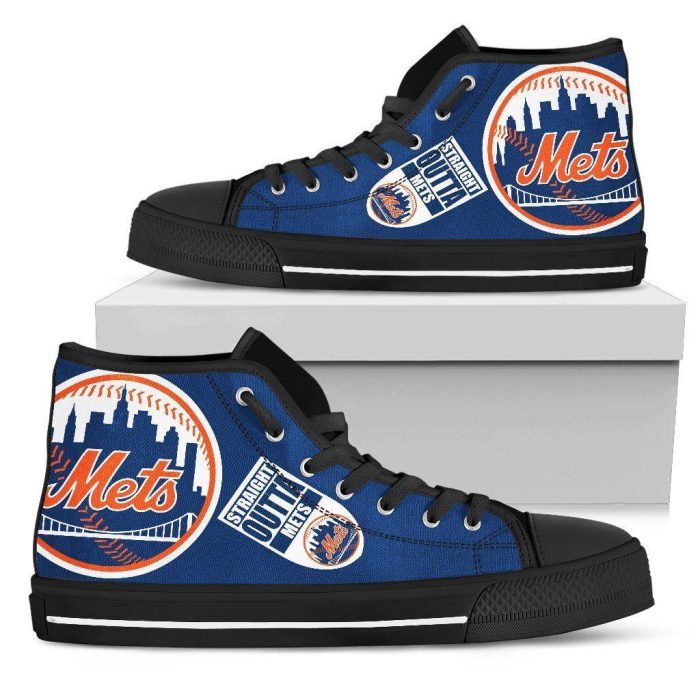 Straight Outta New York Mets MLB Custom Canvas High Top Shoes