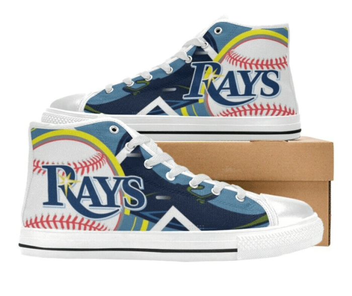 Tampa Bay Rays MLB Baseball Custom Canvas High Top Shoes