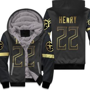 Tennessee Titans 22 Derrick Henry Black Golden Edition Inspired Style Unisex Fleece Hoodie